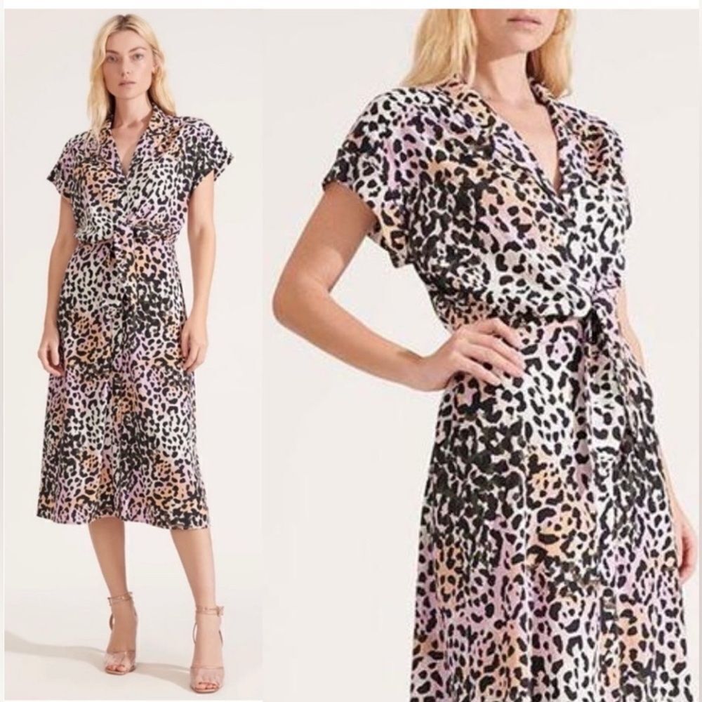 Veronica Beard Silk Wrap Dress Leopard Animal Print Size 2
